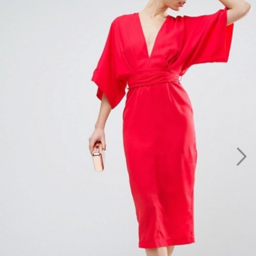 ASOS Kimono Plunge Midi Dress